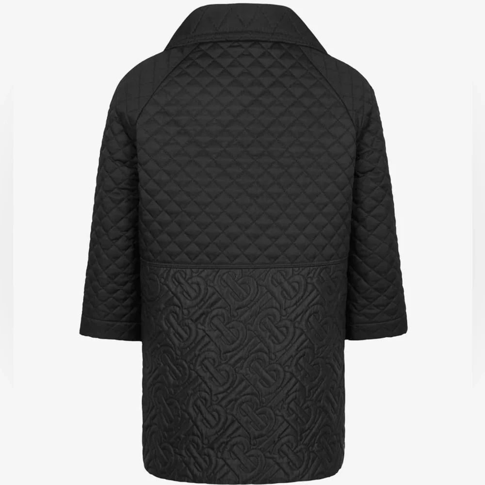 Burberry Girls’ Gia Cocoon Black TB Monogram Quilted Coat/Check Interior—6Y - Picture 14 of 16